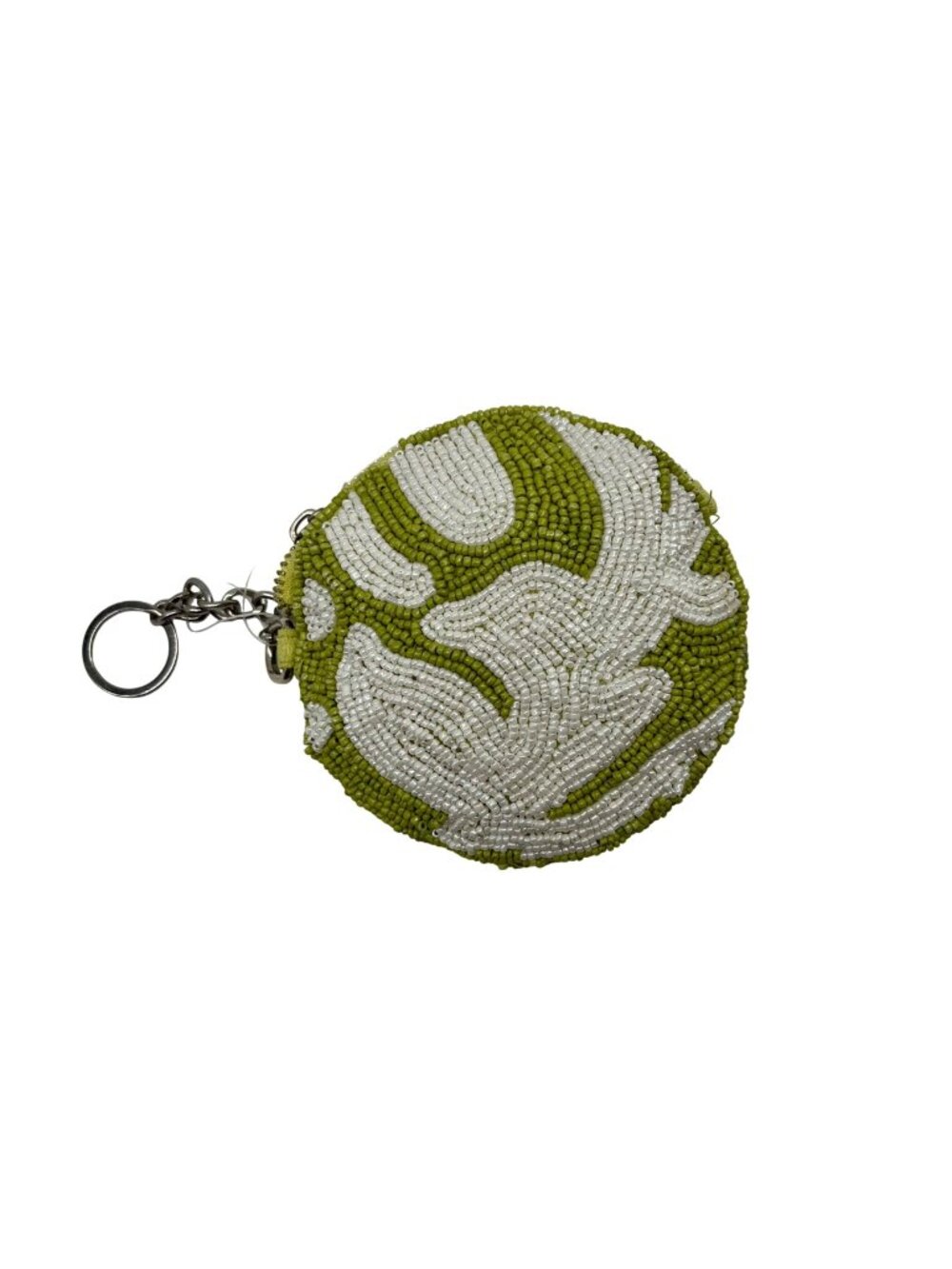 On 34th Green Hand Beaded Round Coin Purse Zip Pouch